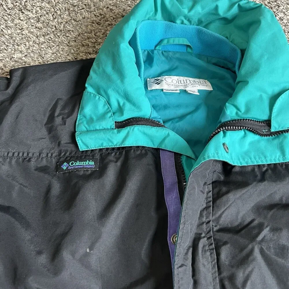 Vintage Columbia Mens Size S Bugaboo Ski Jacket Coat Shell Black Purple 90s Y2K
